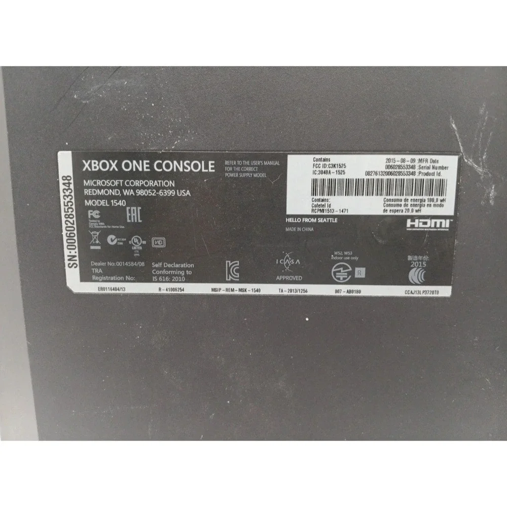 Microsoft Xbox One Console Model 1540 Black 500GB Video Game System